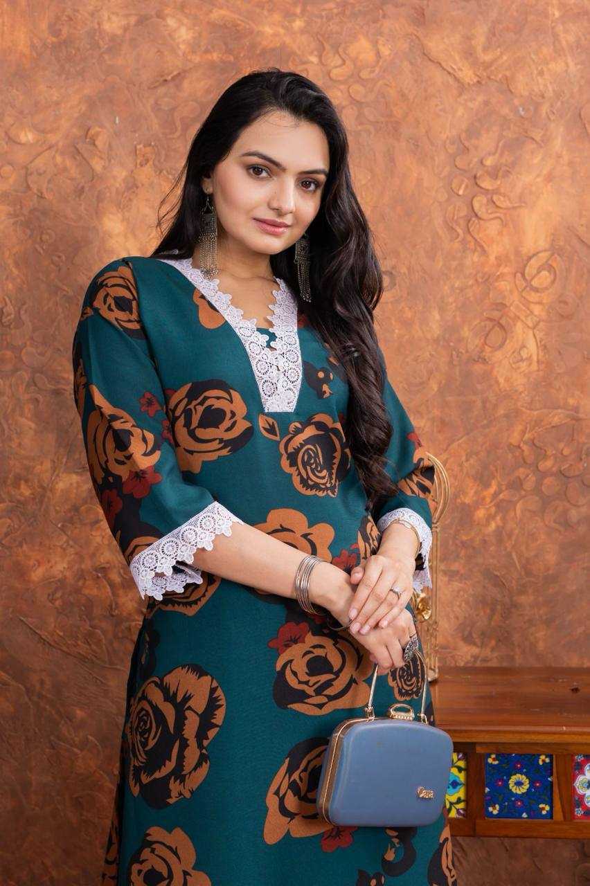 Ynf Rayon KESH468 005 Kurti Diwali Collections Wedding Collections Wholesale Cotton Kurtis Rayon Kurtis V-Neck Kurtis Manufacturer