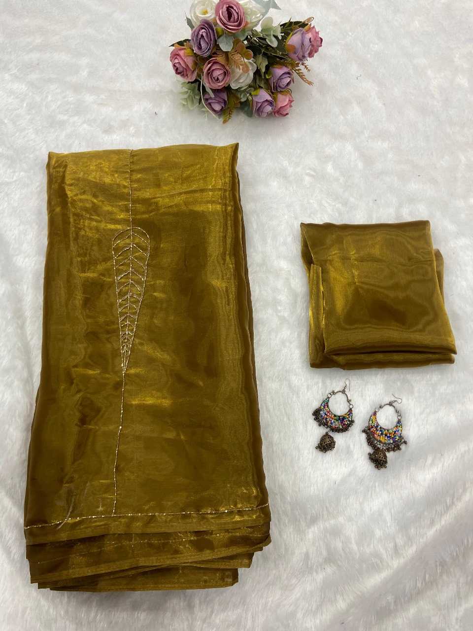 Ynf Satin KESH377 Gold Radha Sarees Wholesale Jimmy Choo Sarees Satin Sarees Sarees With Blouse Manufacturer