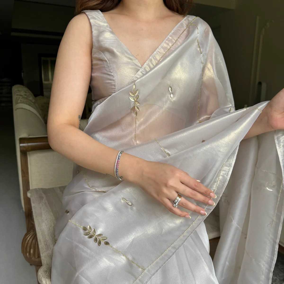 Ynf Satin Silk KESH377 Fandy White Sarees Wholesale White Sarees Satin Sarees Sarees With Blouse Manufacturer