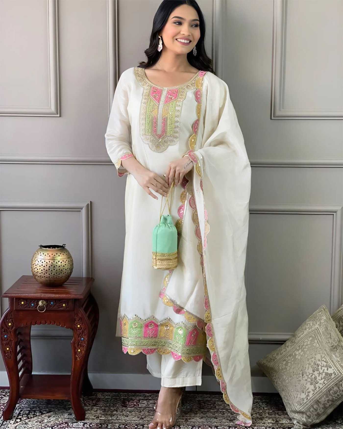 Ynf Silk KESH334 MILANO Suits & Dresses Wedding Collections Festive Collections Wholesale Embroidery Suits Silk Suits Long Kurti Suits Manufacturer