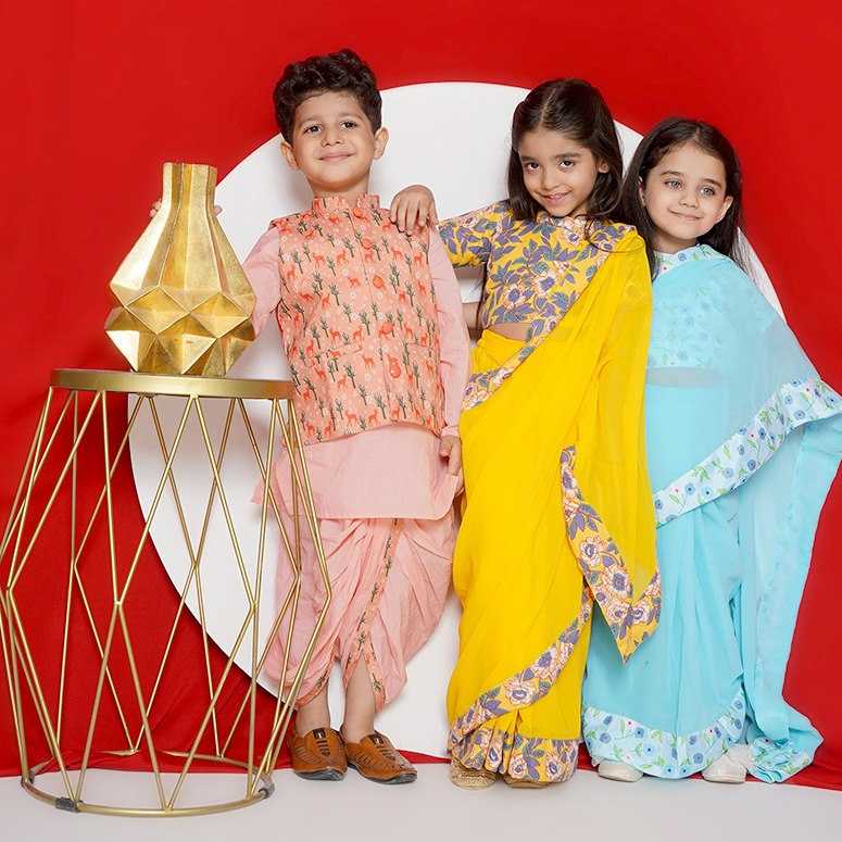 Ynf Soft Dola KESH109 RRK110 Kids Wear Wholesale Kids Saree Dress Kids Festive Wear Kids Party Wear Ethnic Manufacturer