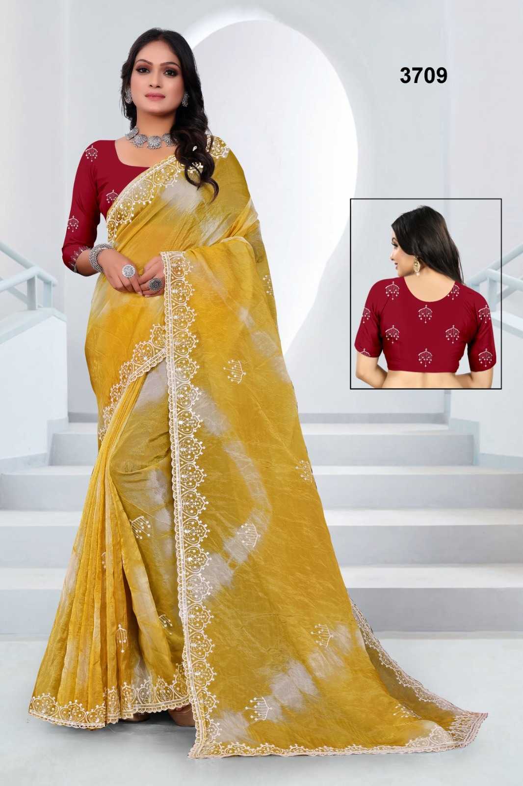 Ynf Soft Gold Crush KESH114 3709 Sarees Wedding Collections Festive Collections Wholesale Sequin Sarees Embroidered Sarees Lightweight Sarees Manufacturer