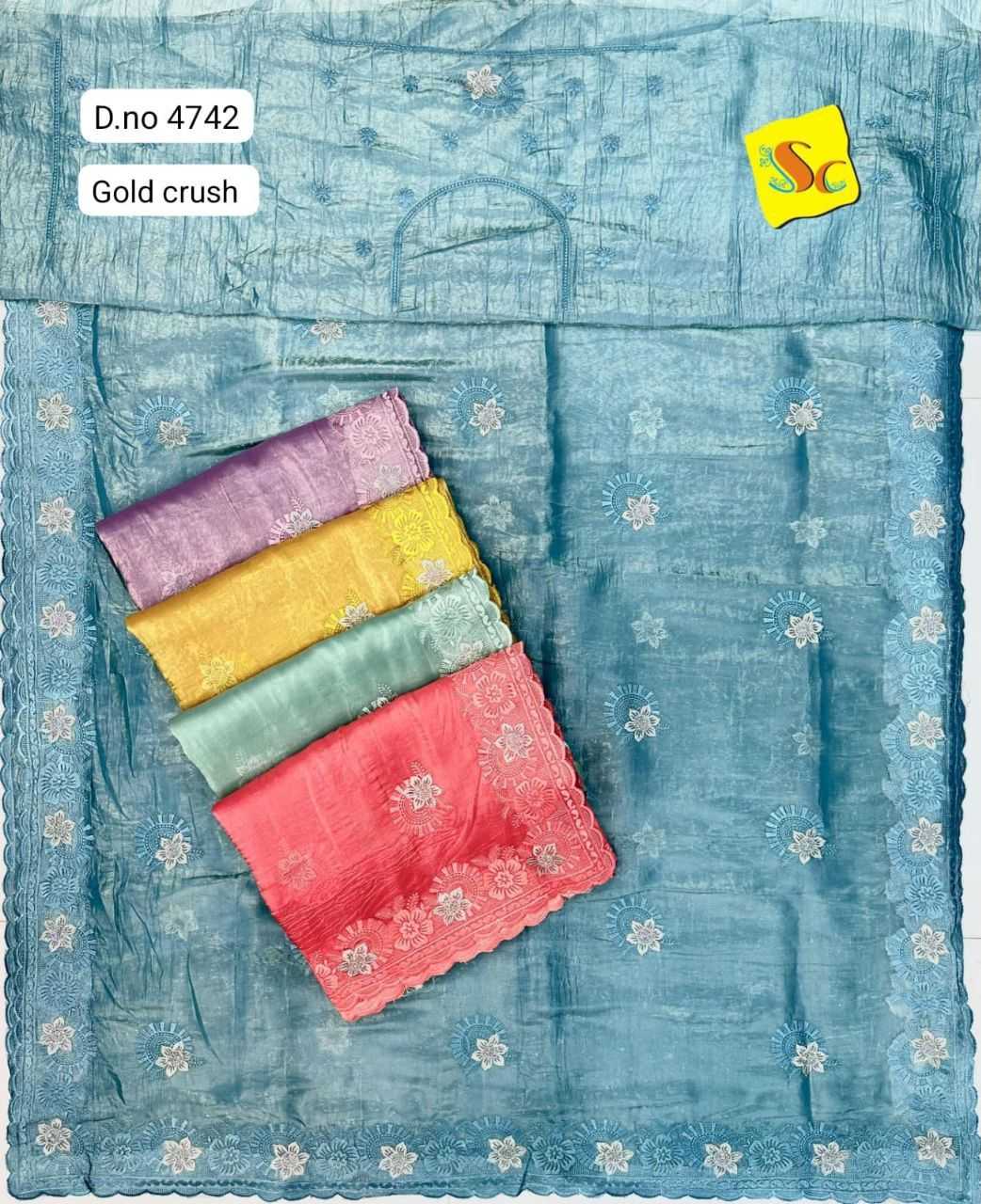 Ynf Soft Gold Crush KESH114 4742 Sarees Wholesale Embroidered Sarees Stone Work Saree Zari Border Sarees Manufacturer