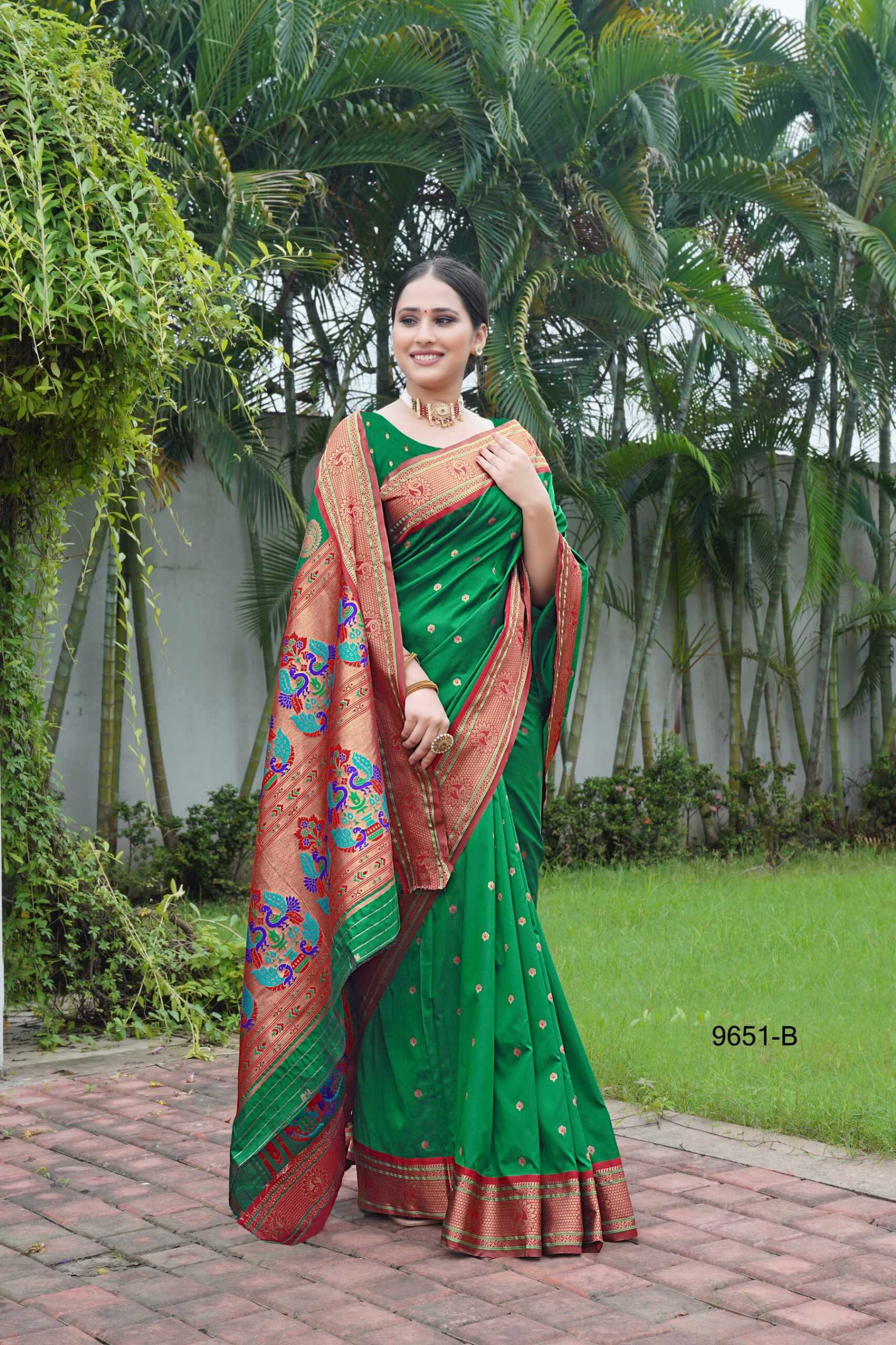 Ynf Soft Silk KESH362 Pushpa Paithani Silk Sarees Wholesale Paithani Sarees Soft Silk Sarees Zari Border Silk Sarees Manufacturer