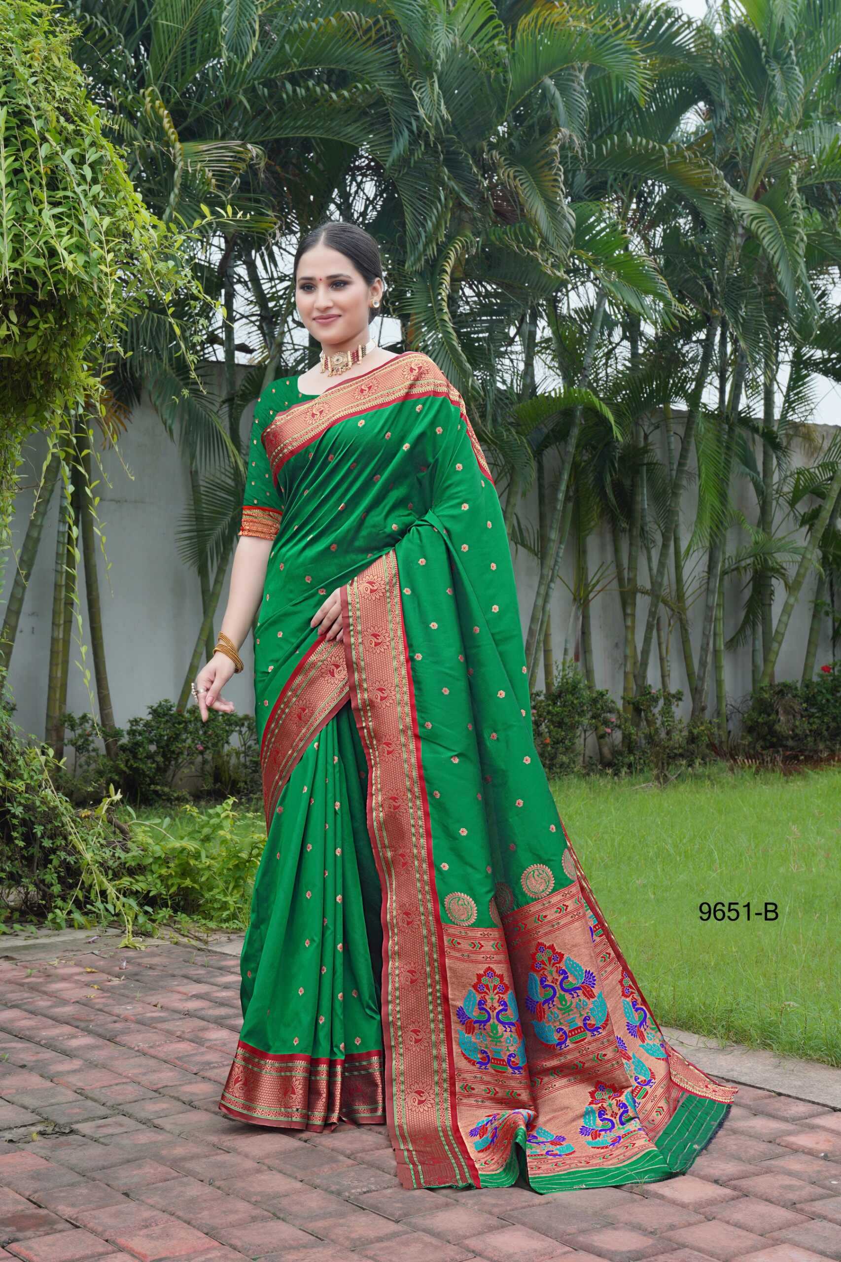 Ynf Soft Silk KESH362 Pushpa Paithani Silk Sarees Wholesale Paithani Sarees Soft Silk Sarees Zari Border Silk Sarees Manufacturer