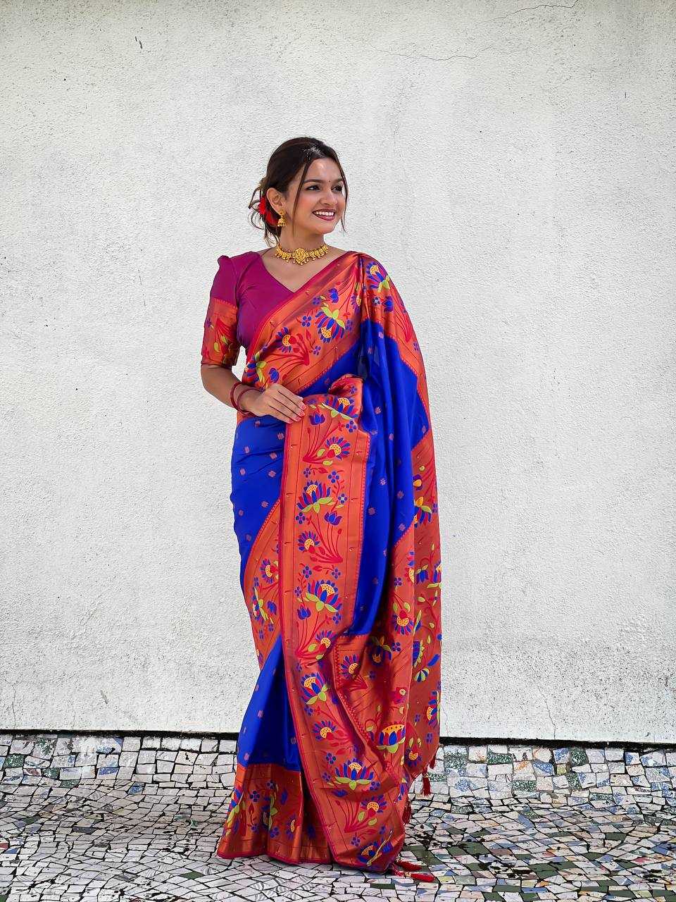 Ynf Soft Silk RIN150 Neeta Blue Silk Sarees Wholesale Heavy Silk Sarees Soft Silk Sarees Lightweight Silk Sarees Manufacturer