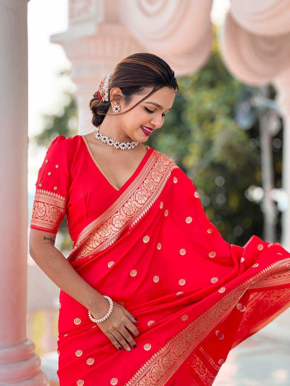 Ynf Soft Silk RIN150 Sonakshi Red Silk Sarees Wholesale Heavy Silk Sarees Lightweight Silk Sarees Zari Border Silk Sarees Manufacturer