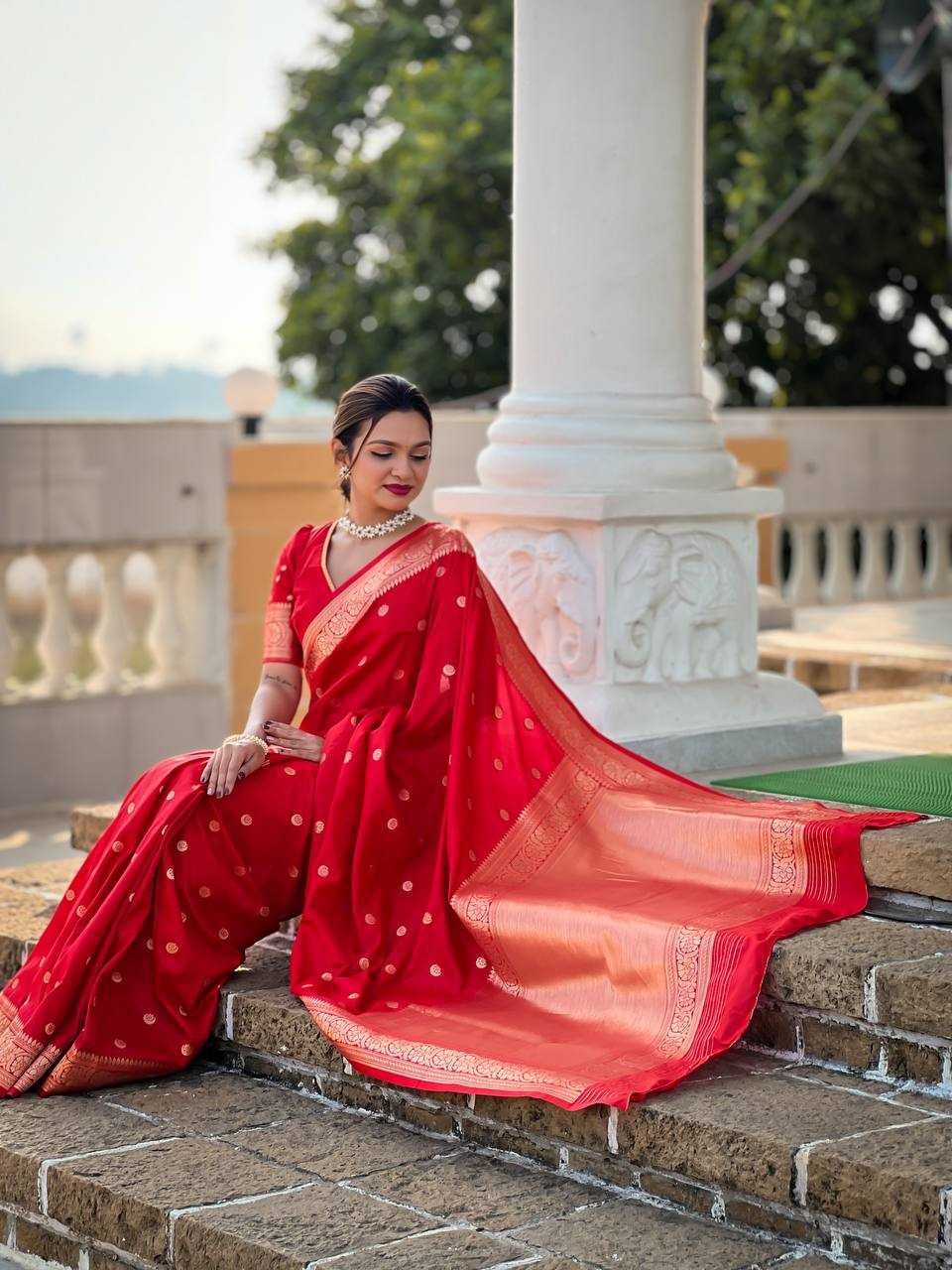 Ynf Soft Silk RIN150 Sonakshi Red Silk Sarees Wholesale Heavy Silk Sarees Lightweight Silk Sarees Zari Border Silk Sarees Manufacturer