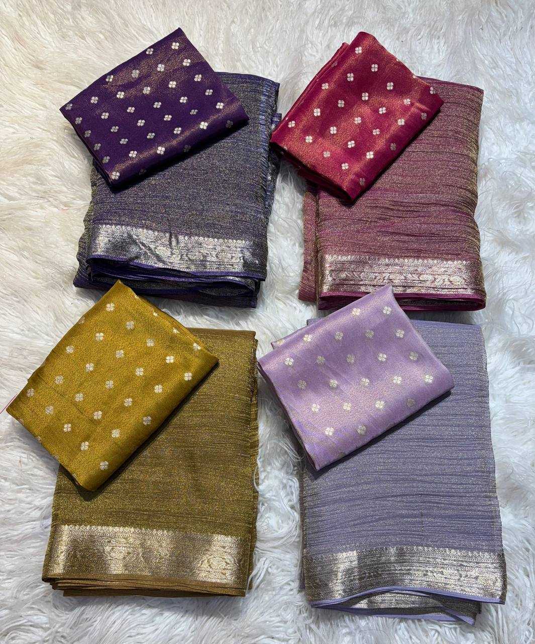 Ynf Tissue RIN124 Suvarna Tissue Crush Sarees Diwali Collections Festive Collections Wholesale Zari Border Sarees Festive Sarees Sarees With Blouse Manufacturer