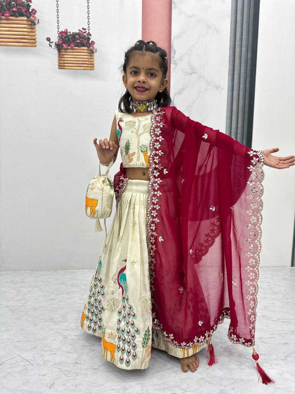 Ynf Tissue Silk KESH119 480 Kids Wear Wholesale Kids Lehenga Embroidered Frock Kids Designer Frock Manufacturer