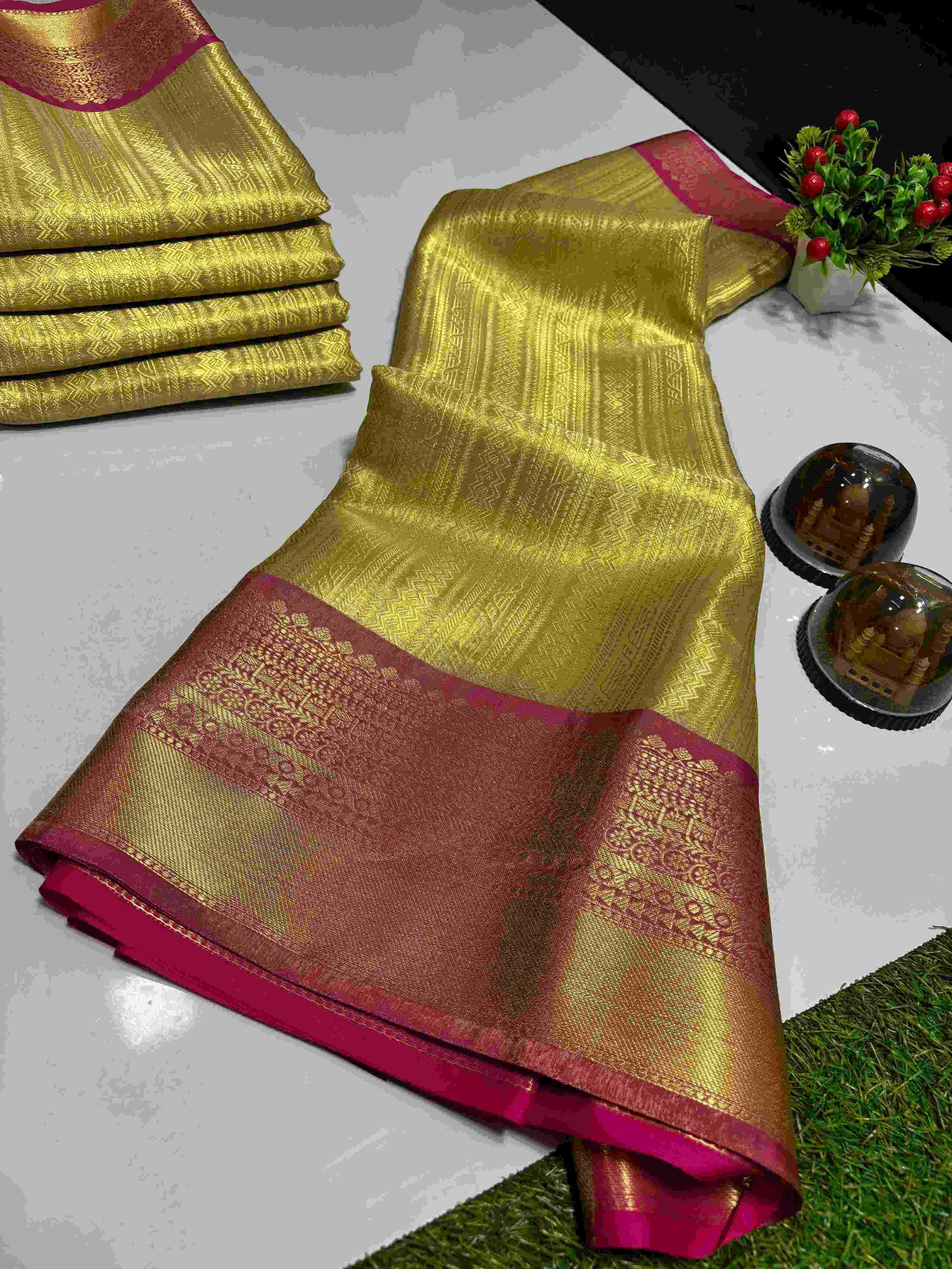 Ynf Tissue Silk KESH131 Golden Tissue RANI BORDER Silk Sarees Wholesale Banarasi Silk Sarees Designer Silk Sarees Golden Silk Sarees Manufacturer