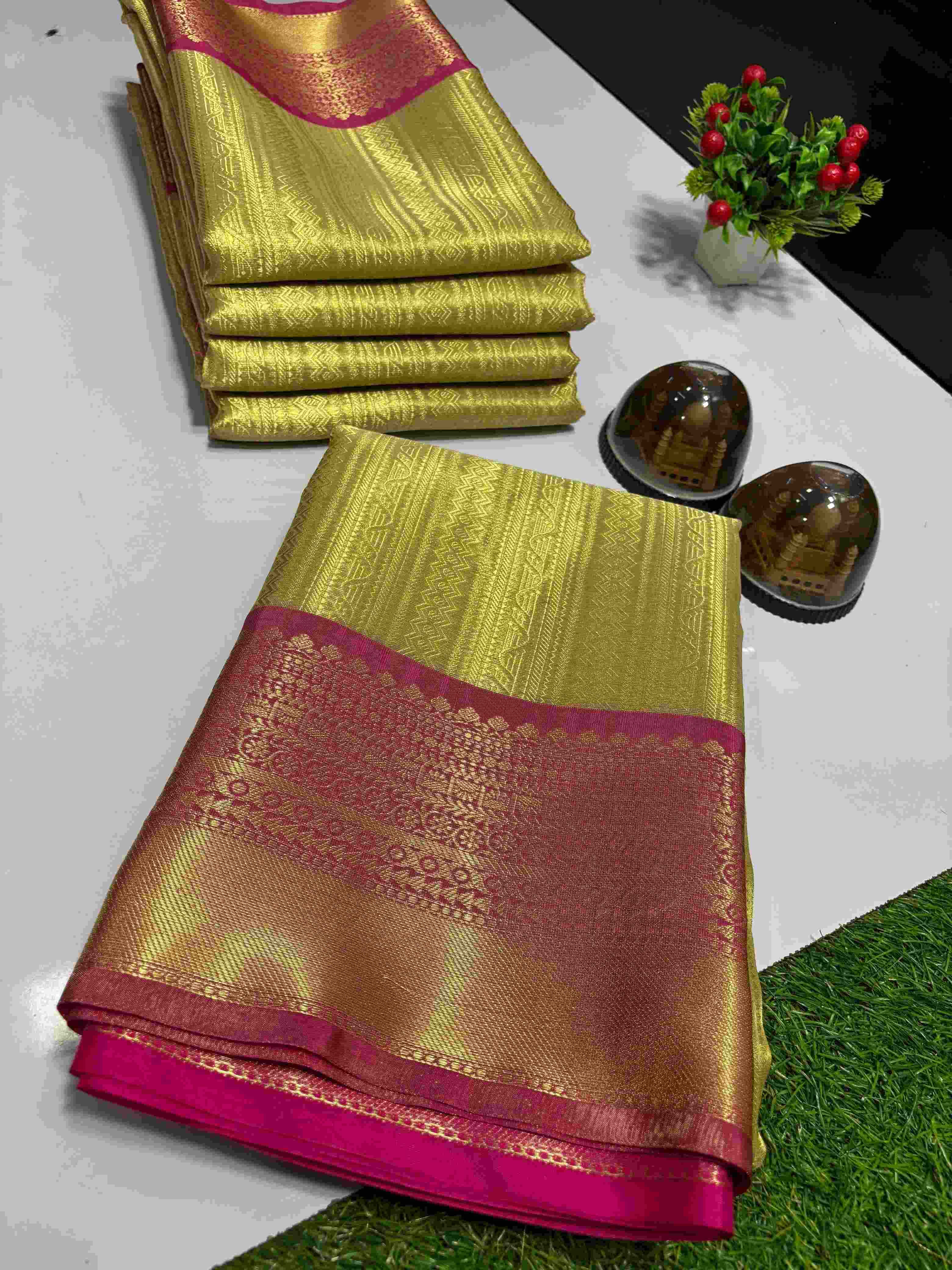 Ynf Tissue Silk KESH131 Golden Tissue RANI BORDER Silk Sarees Wholesale Banarasi Silk Sarees Designer Silk Sarees Golden Silk Sarees Manufacturer