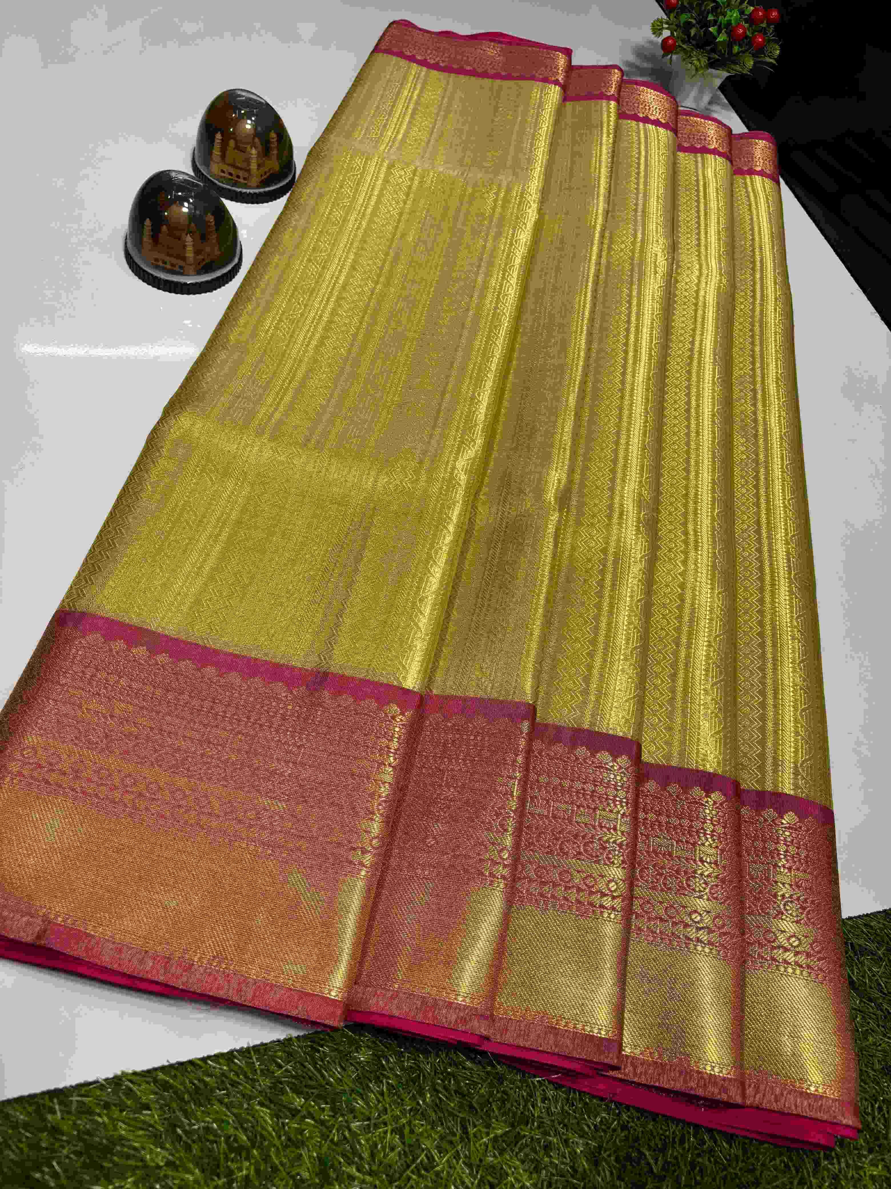 Ynf Tissue Silk KESH131 Golden Tissue RANI BORDER Silk Sarees Wholesale Banarasi Silk Sarees Designer Silk Sarees Golden Silk Sarees Manufacturer