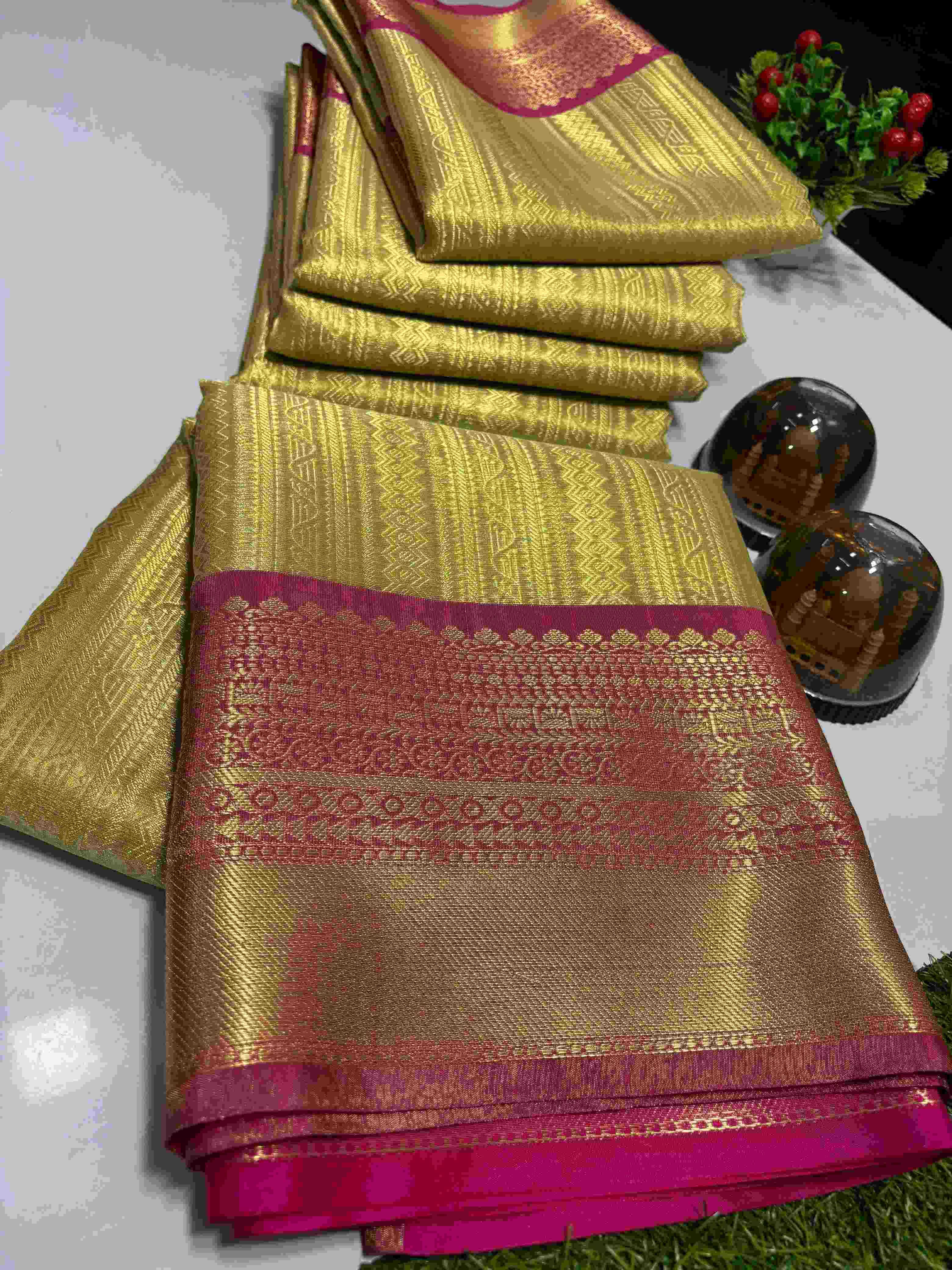 Ynf Tissue Silk KESH131 Golden Tissue RANI BORDER Silk Sarees Wholesale Banarasi Silk Sarees Designer Silk Sarees Golden Silk Sarees Manufacturer