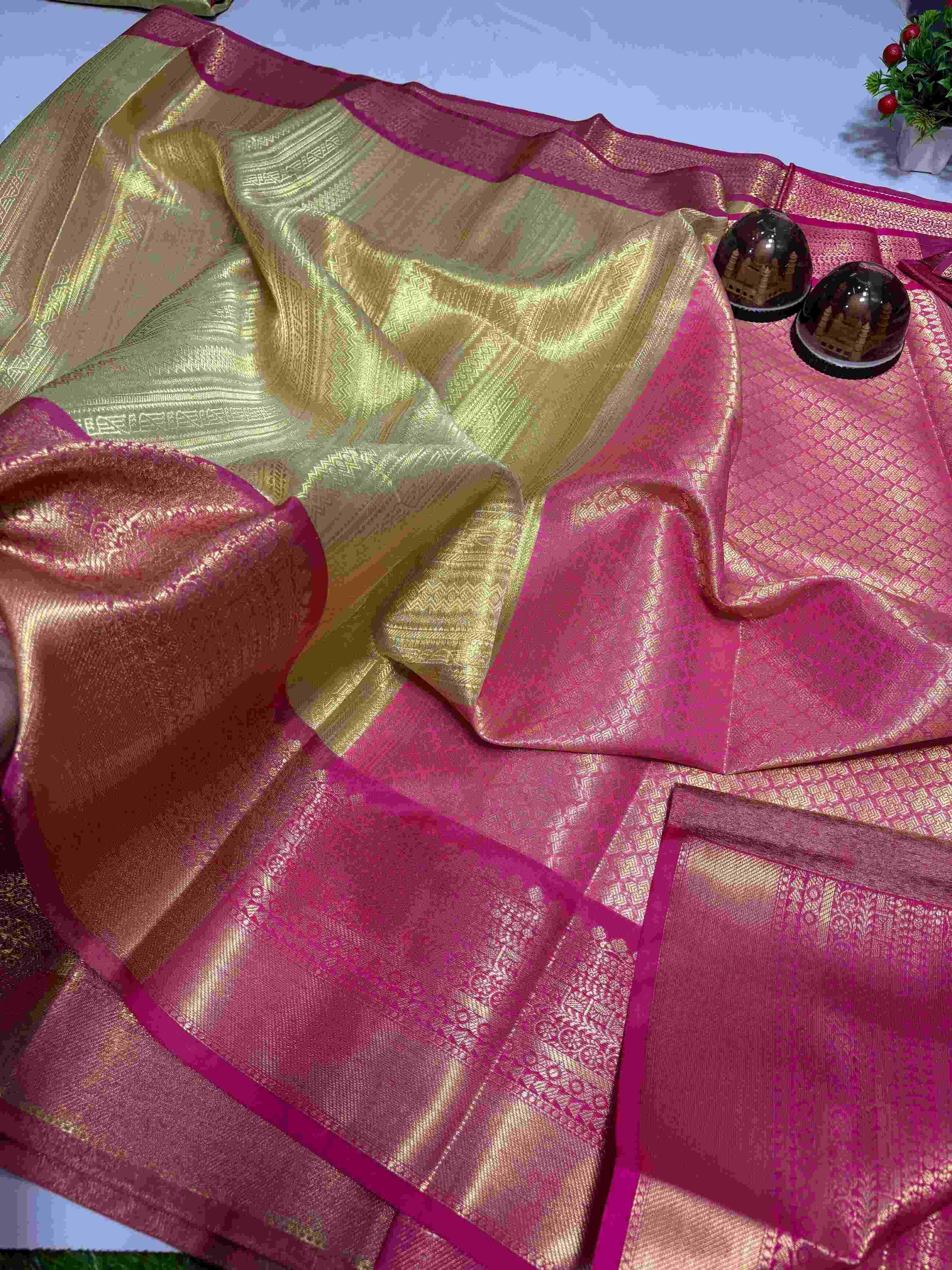 Ynf Tissue Silk KESH131 Golden Tissue RANI BORDER Silk Sarees Wholesale Banarasi Silk Sarees Designer Silk Sarees Golden Silk Sarees Manufacturer