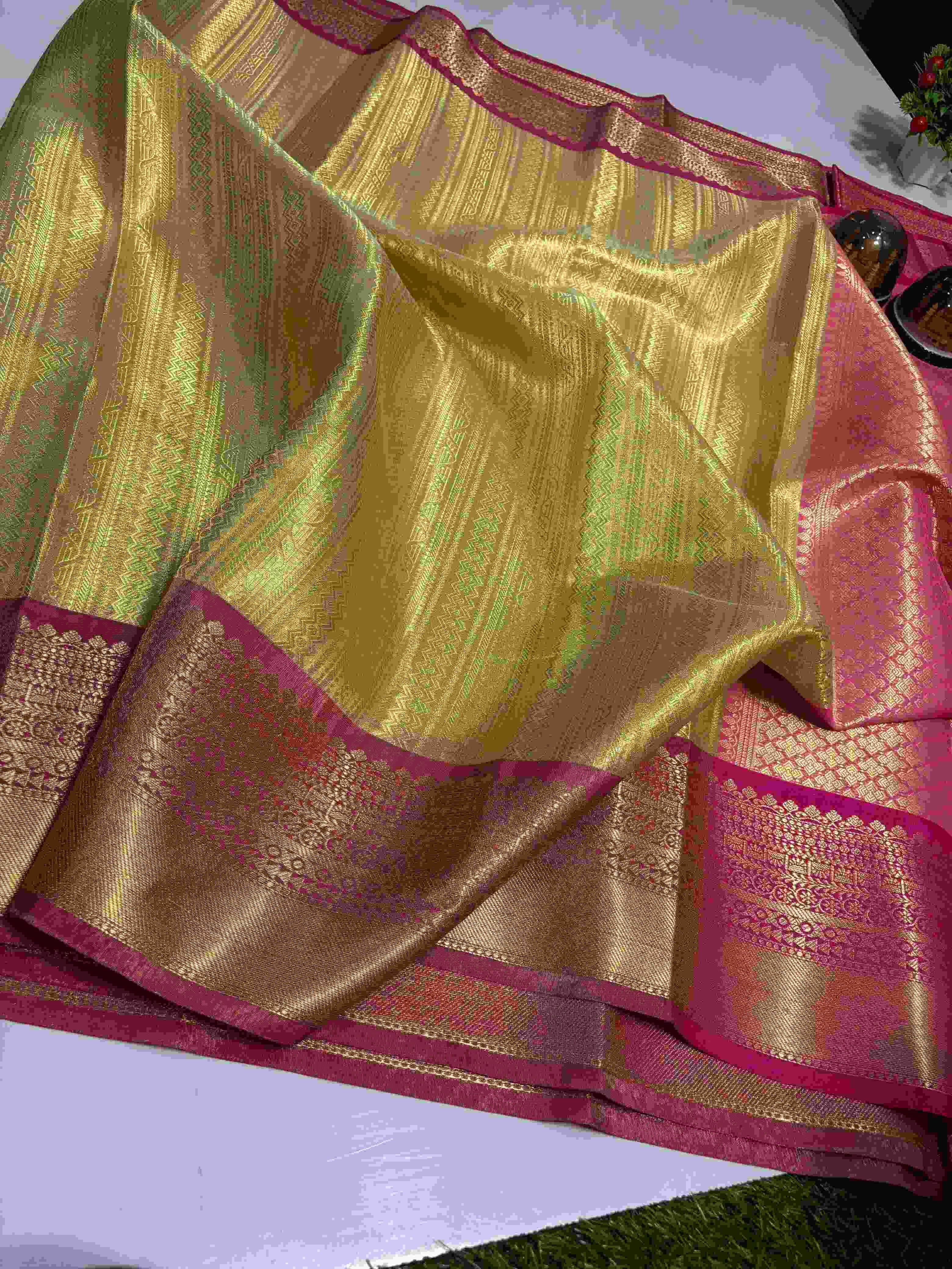 Ynf Tissue Silk KESH131 Golden Tissue RANI BORDER Silk Sarees Wholesale Banarasi Silk Sarees Designer Silk Sarees Golden Silk Sarees Manufacturer