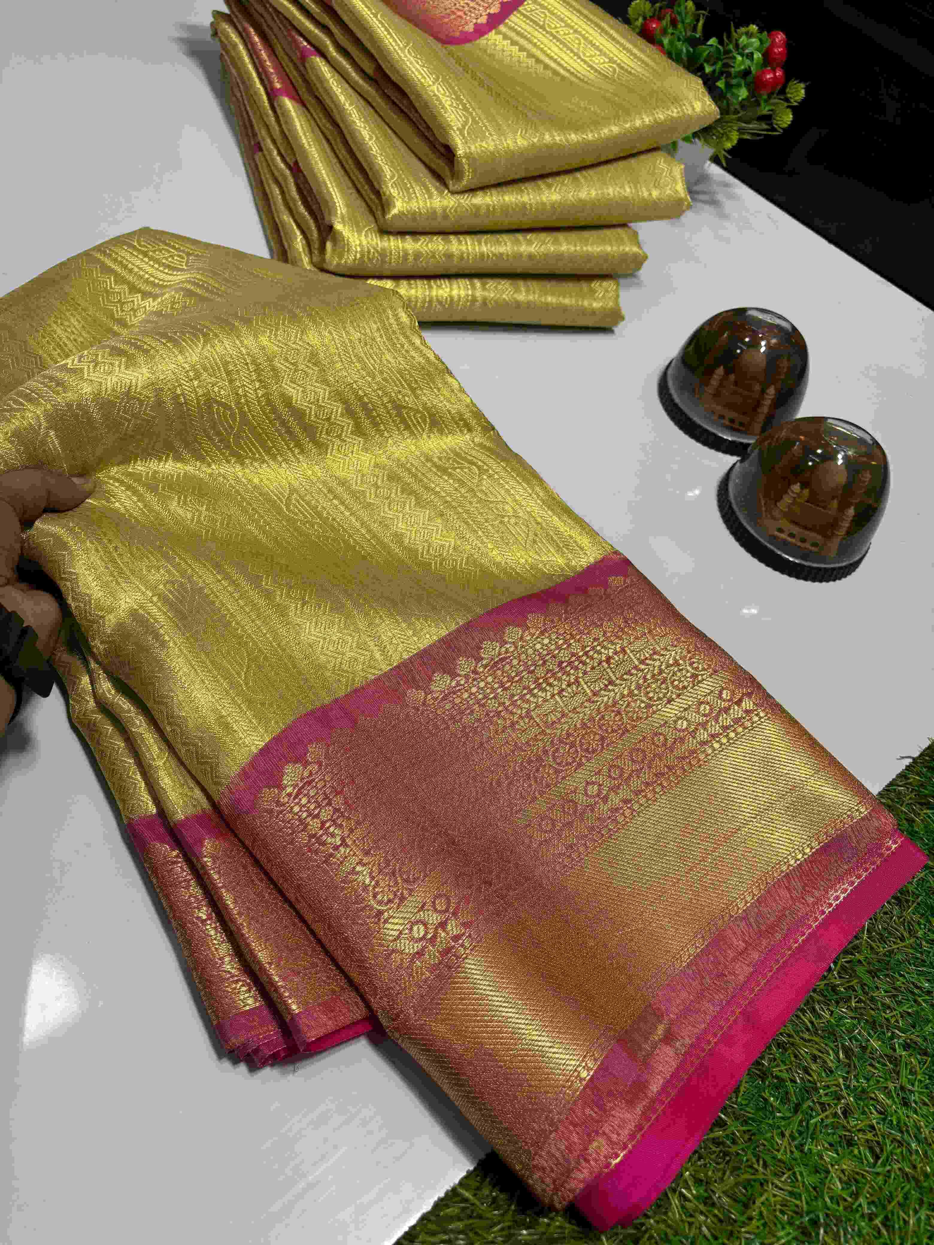 Ynf Tissue Silk KESH131 Golden Tissue RANI BORDER Silk Sarees Wholesale Banarasi Silk Sarees Designer Silk Sarees Golden Silk Sarees Manufacturer