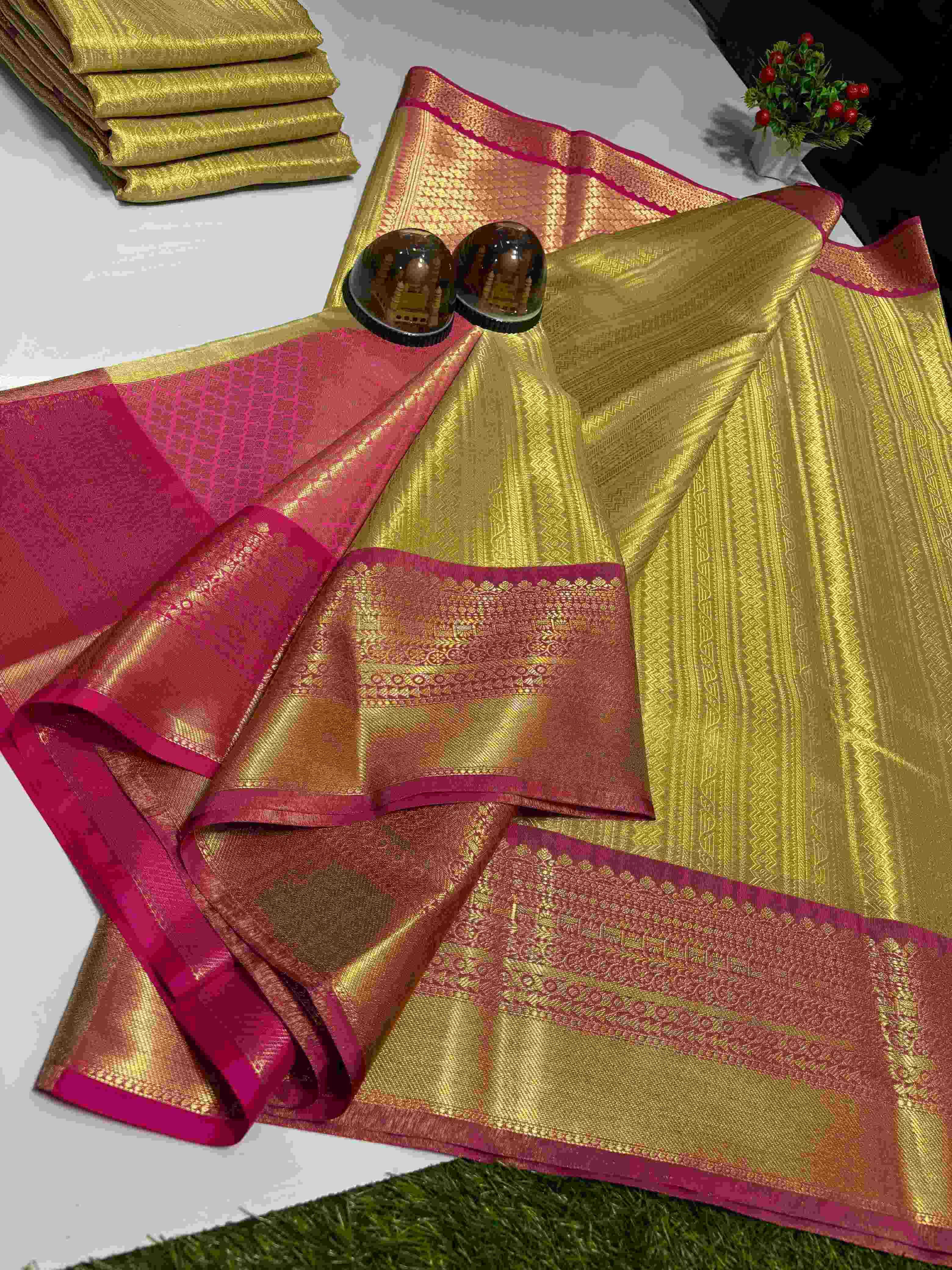 Ynf Tissue Silk KESH131 Golden Tissue RANI BORDER Silk Sarees Wholesale Banarasi Silk Sarees Designer Silk Sarees Golden Silk Sarees Manufacturer