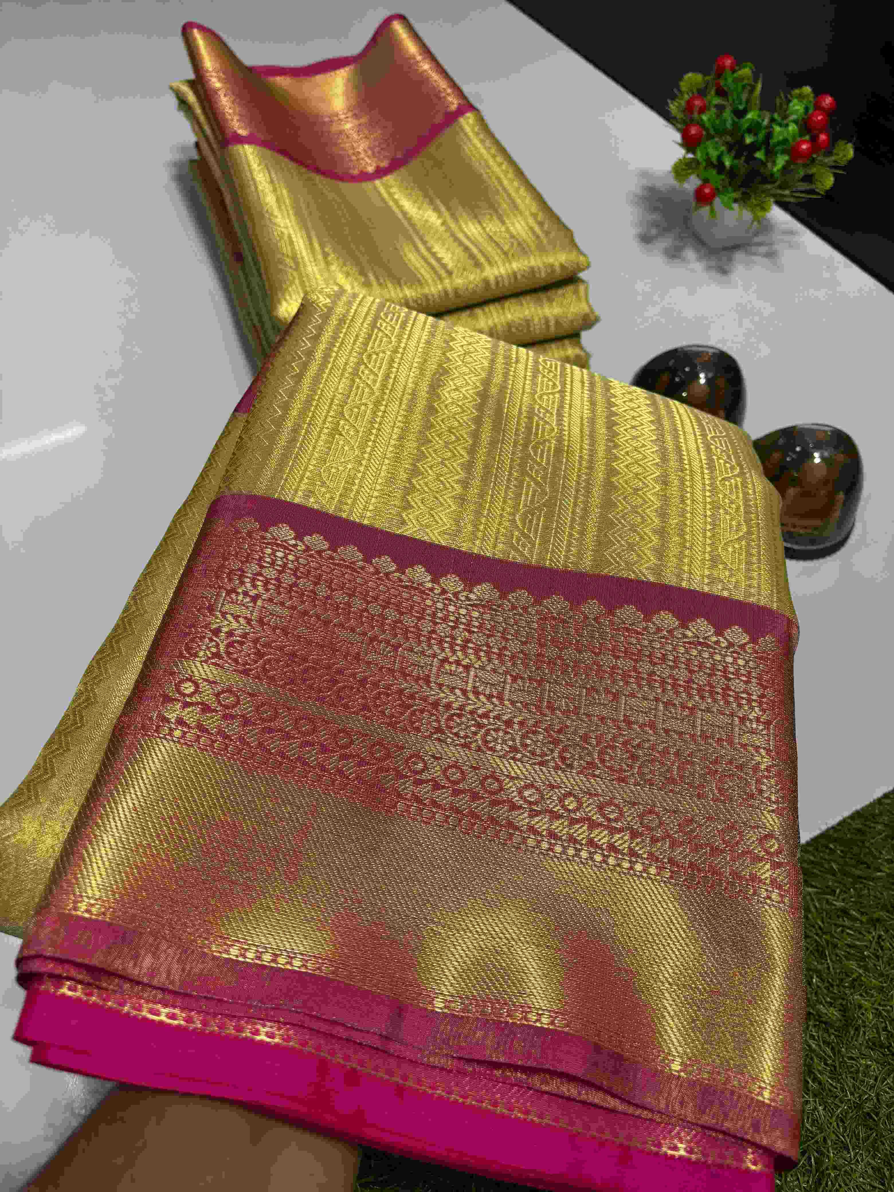 Ynf Tissue Silk KESH131 Golden Tissue RANI BORDER Silk Sarees Wholesale Banarasi Silk Sarees Designer Silk Sarees Golden Silk Sarees Manufacturer