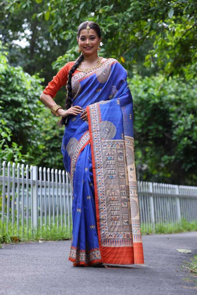 Ynf Tussar Silk KESH165 KAJAL KALAMKARI Silk Sarees Wholesale Soft Silk Sarees Tussar Silk Sarees Traditional Silk Sarees Manufacturer