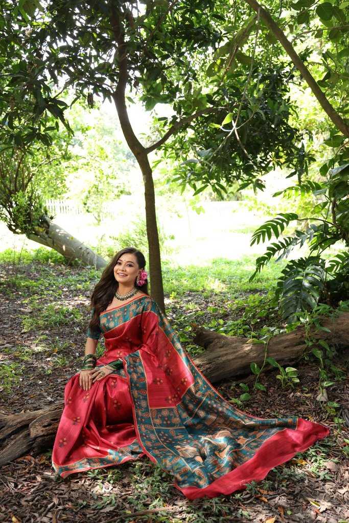 Ynf Tussar Silk KESH165 KAJAL TREE Silk Sarees Wholesale Soft Silk Sarees Tussar Silk Sarees Traditional Silk Sarees Manufacturer