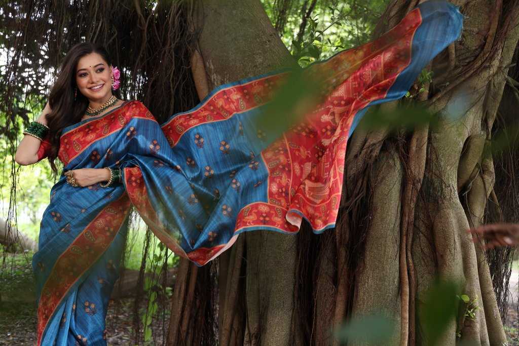 Ynf Tussar Silk KESH165 KAJAL TREE Silk Sarees Wholesale Soft Silk Sarees Tussar Silk Sarees Traditional Silk Sarees Manufacturer