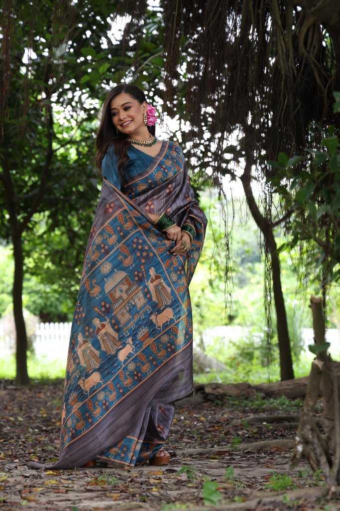 Ynf Tussar Silk KESH165 KAJAL TREE Silk Sarees Wholesale Soft Silk Sarees Tussar Silk Sarees Traditional Silk Sarees Manufacturer