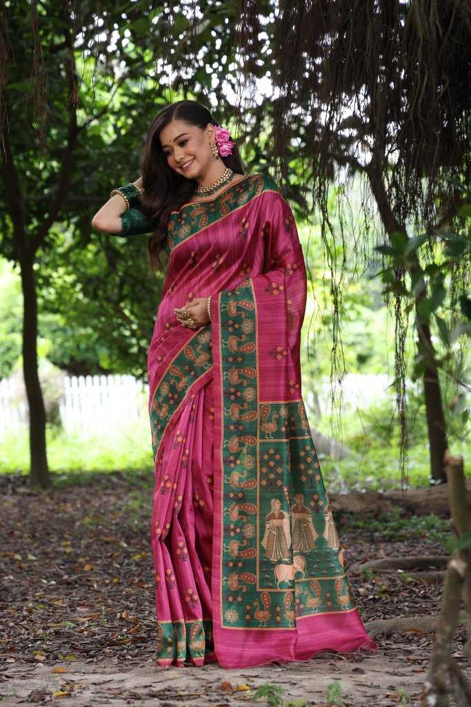 Ynf Tussar Silk KESH165 KAJAL TREE Silk Sarees Wholesale Soft Silk Sarees Tussar Silk Sarees Traditional Silk Sarees Manufacturer