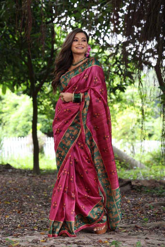 Ynf Tussar Silk KESH165 KAJAL TREE Silk Sarees Wholesale Soft Silk Sarees Tussar Silk Sarees Traditional Silk Sarees Manufacturer