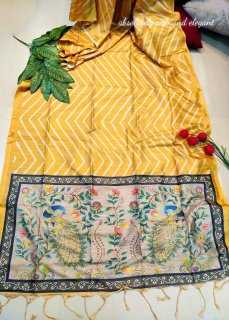 Ynf Tussar Silk KESH165 MIRJA Silk Sarees Wholesale Tussar Silk Sarees Printed Silk Saree Kalamkari Silk Sarees Manufacturer