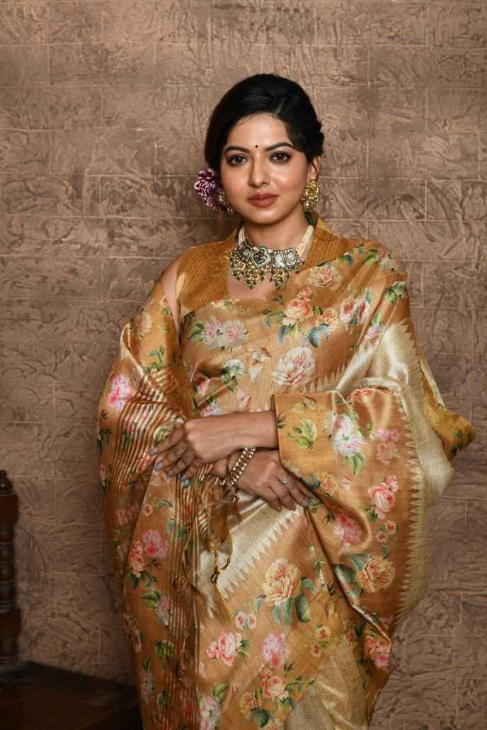 Ynf Tussar Silk KESH165 SONAL FLOWER Silk Sarees Wholesale Soft Silk Sarees Tussar Silk Sarees Silk Sarees For Weddings Manufacturer