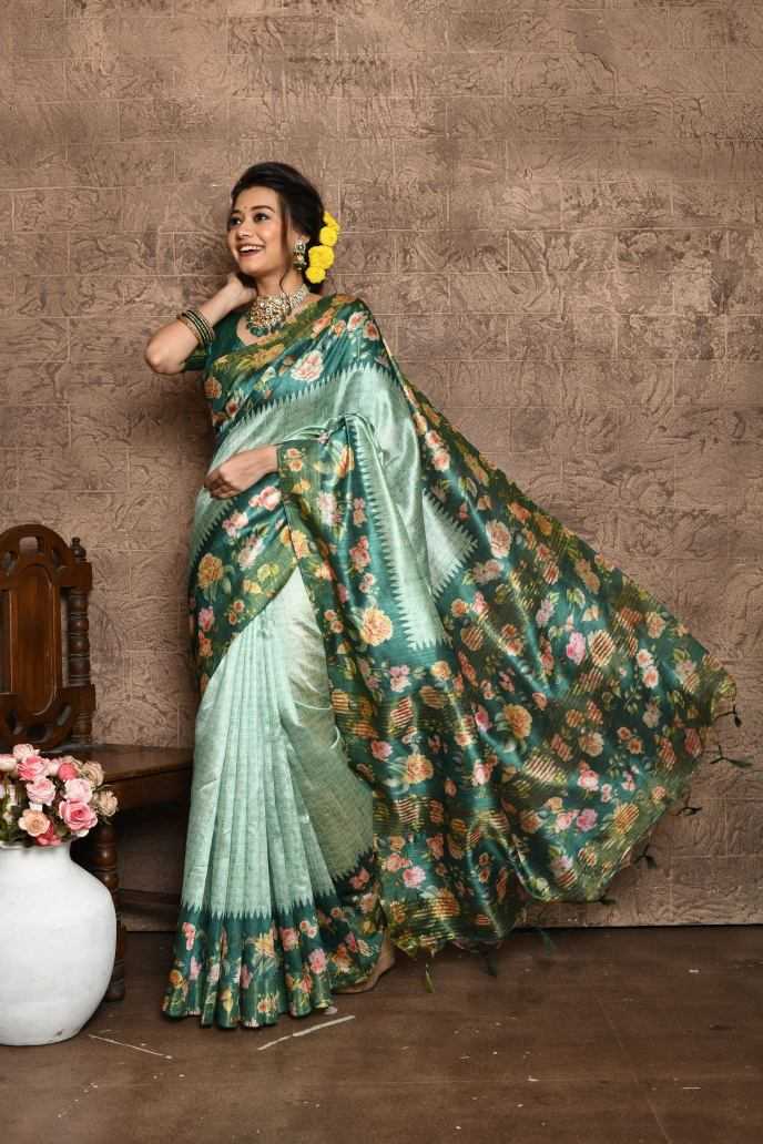 Ynf Tussar Silk KESH165 SONAL FLOWER Silk Sarees Wholesale Soft Silk Sarees Tussar Silk Sarees Silk Sarees For Weddings Manufacturer