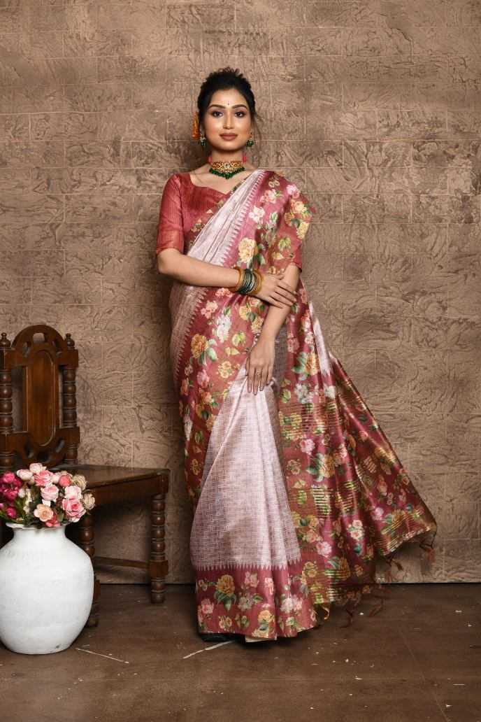 Ynf Tussar Silk KESH165 SONAL FLOWER Silk Sarees Wholesale Soft Silk Sarees Tussar Silk Sarees Silk Sarees For Weddings Manufacturer