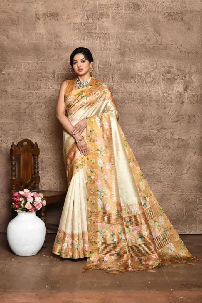 Ynf Tussar Silk KESH165 SONAL FLOWER Silk Sarees Wholesale Soft Silk Sarees Tussar Silk Sarees Silk Sarees For Weddings Manufacturer