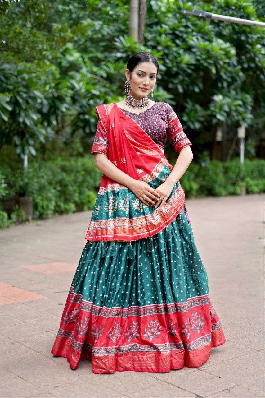 Ynf Tussar Silk KESH187 Tree bandhni Lehengas Wholesale Traditional Lehenga Silk Lehenga Printed Lehenga Manufacturer