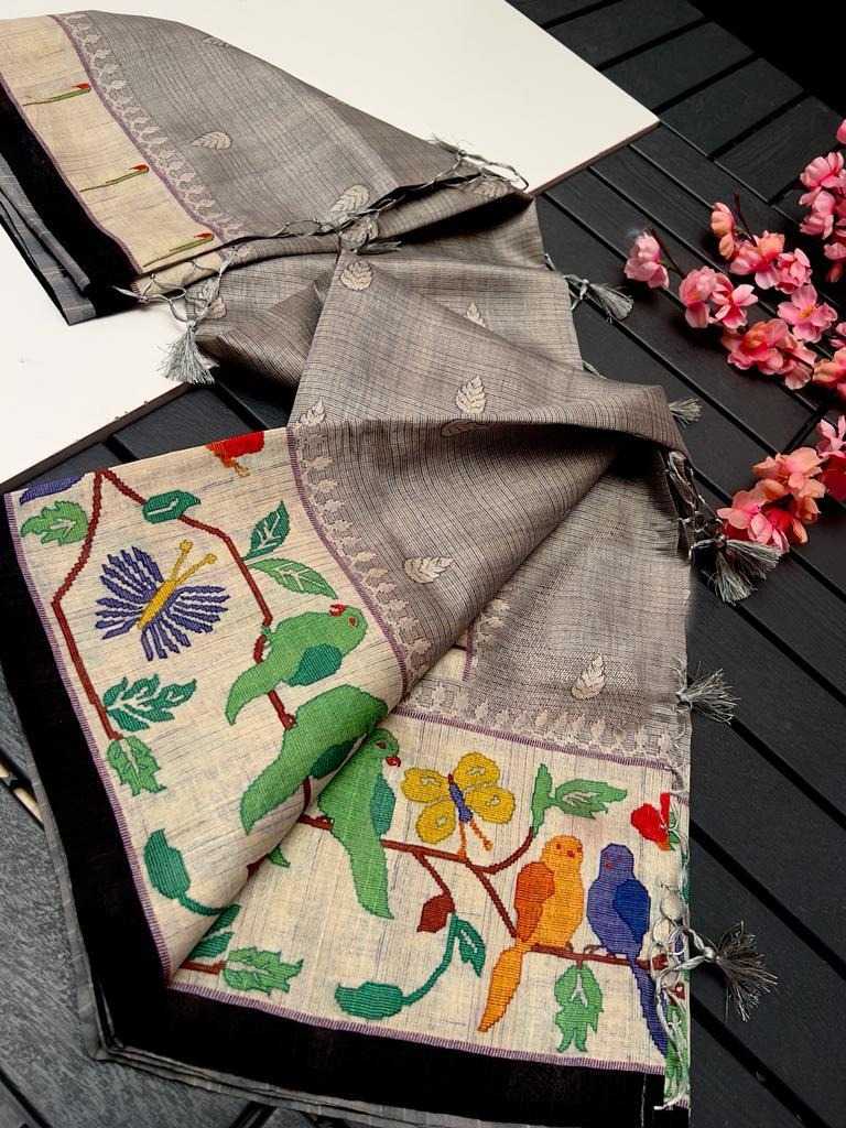 Ynf Tussar Silk RIN101 ANT28 Sarees Diwali Collections Wedding Collections Wholesale Designer Sarees Kalamkari Sarees Tussar Sarees Manufacturer