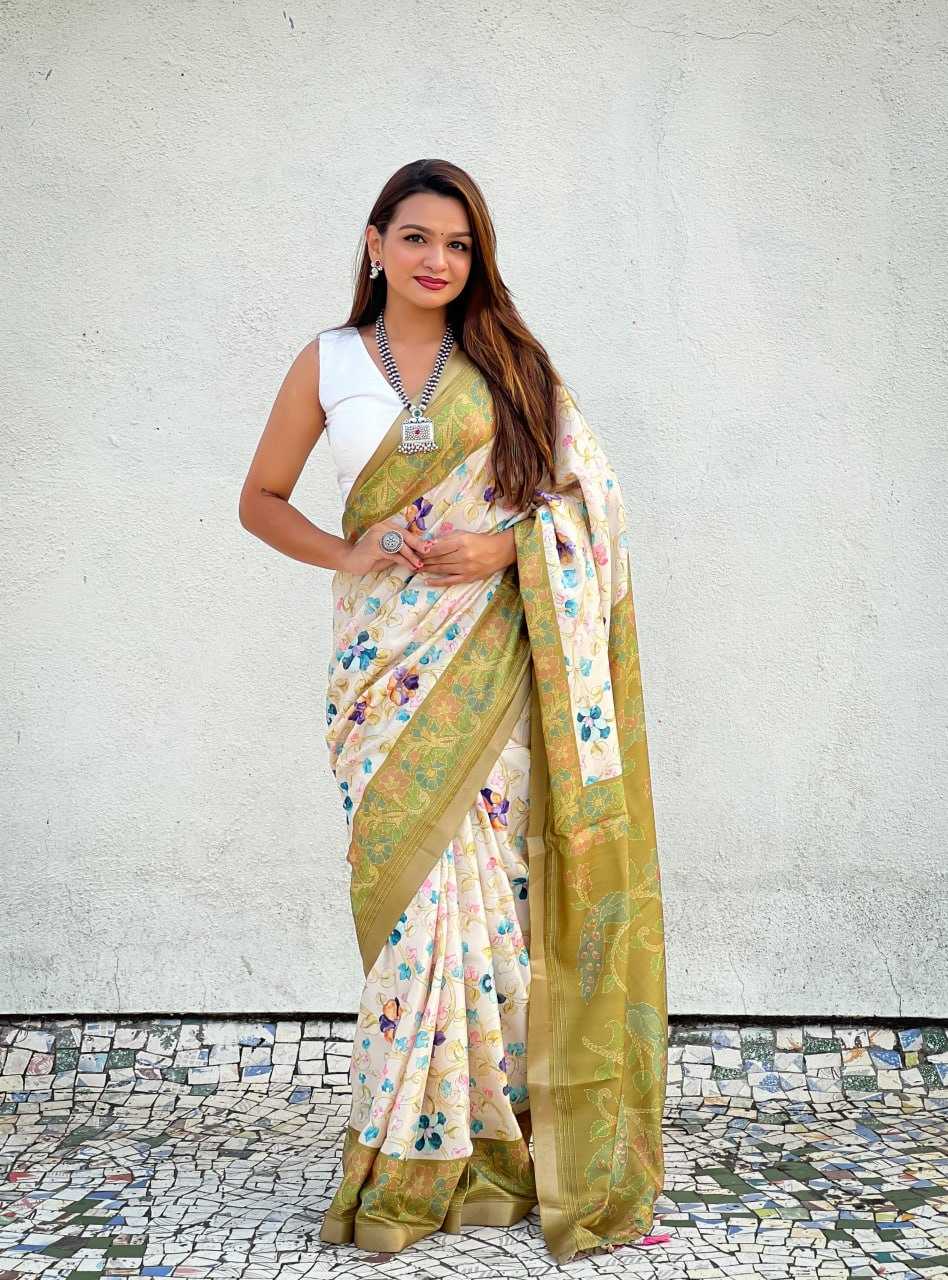 Ynf Tussar Silk RIN116 REW50 Silk Sarees Wholesale Tussar Silk Sarees Printed Silk Saree Kalamkari Silk Sarees Manufacturer