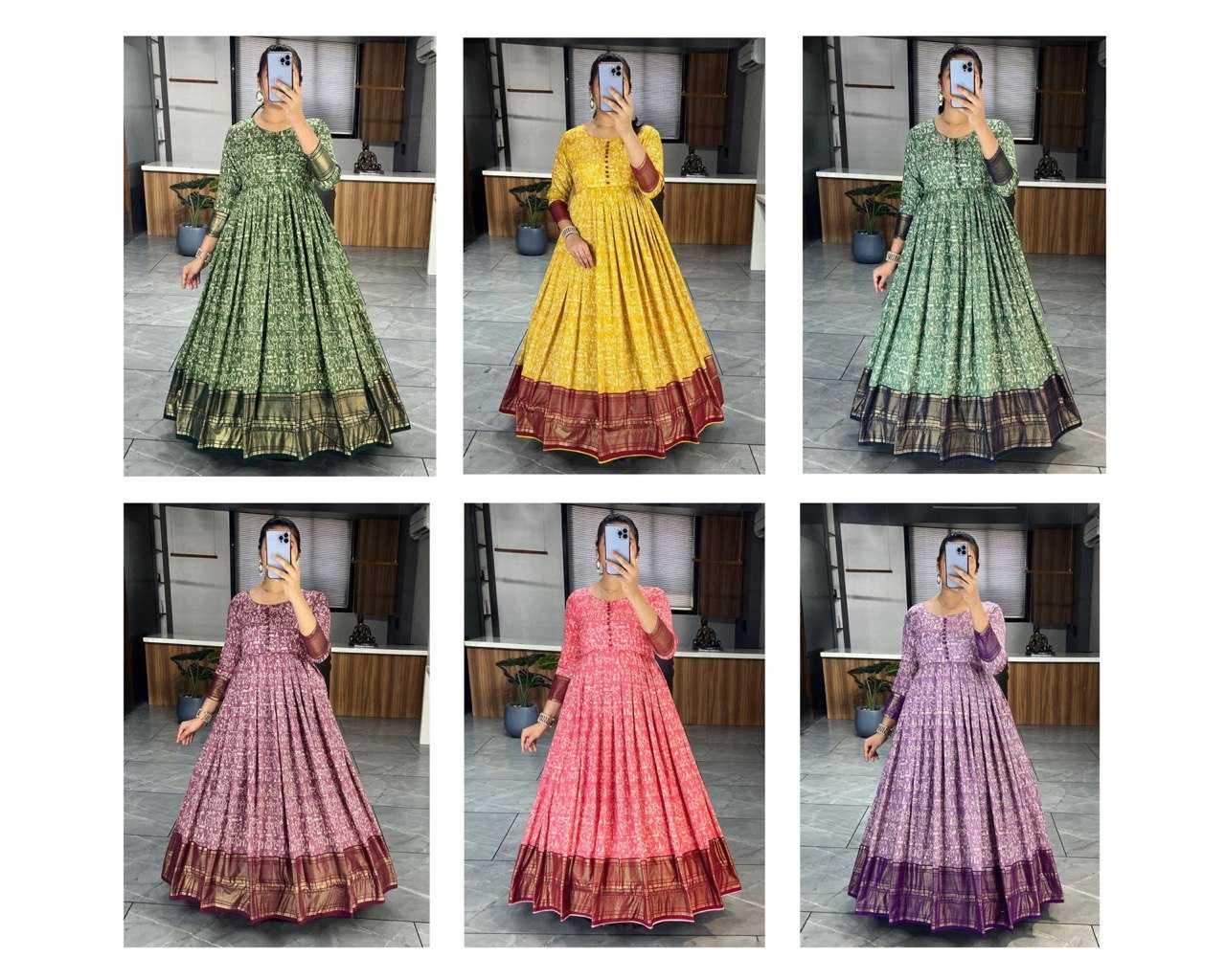 Ynf Tussar Silk RIN119 6140 Gowns Wedding Collections Festive Collections Wholesale Printed Gowns Designer Gowns Silk Gowns Manufacturer