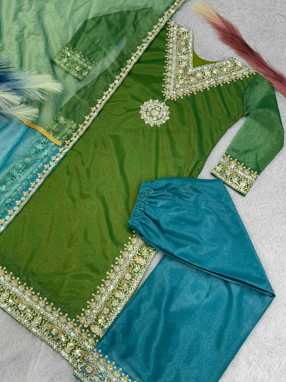 Ynf Twill Net KESH159 1323 Suits & Dresses Islamic Clothing Wedding Collections Wholesale Embroidery Suits Palazzo Suit Net Suit Manufacturer