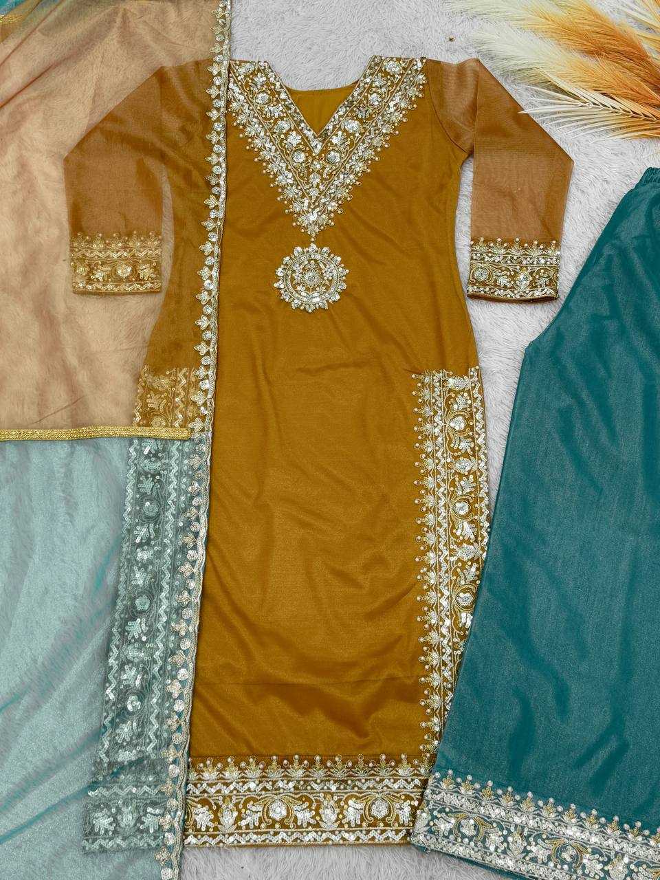 Ynf Twill Net KESH159 1323 Suits & Dresses Islamic Clothing Wedding Collections Wholesale Embroidery Suits Palazzo Suit Net Suit Manufacturer