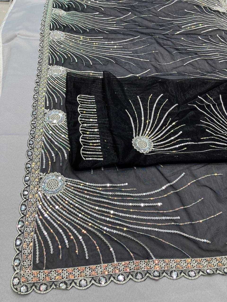 Ynf Twill Net RIN188 Kohinoor1 Sarees Wholesale Net Sarees Sequin Sarees Embroidered Sarees Manufacturer