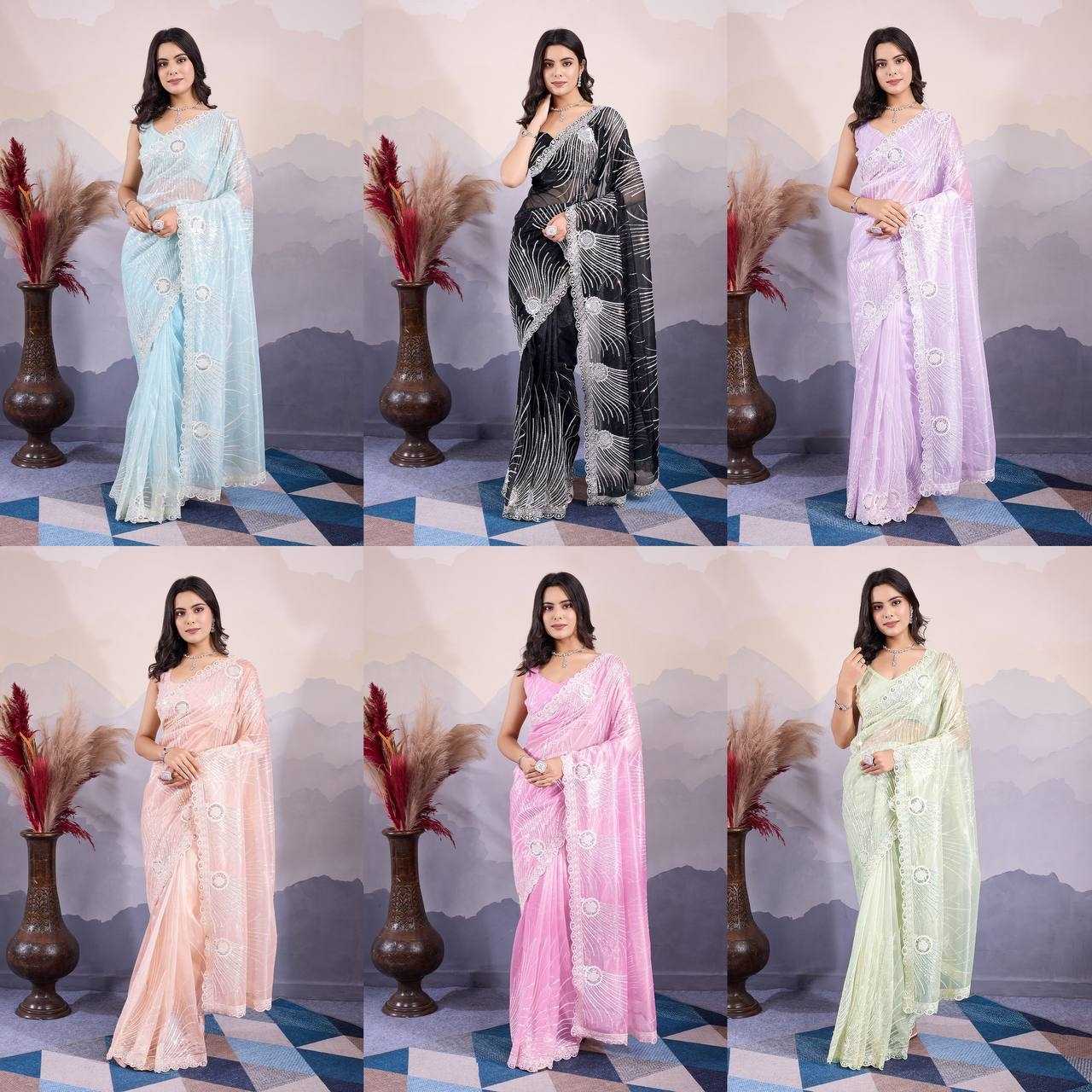 Ynf Twill Net RIN188 Kohinoor1 Sarees Wholesale Net Sarees Sequin Sarees Embroidered Sarees Manufacturer