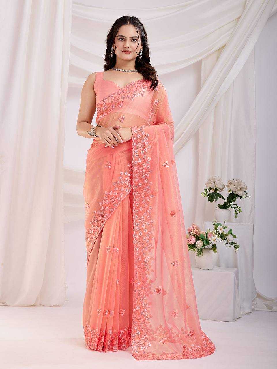 Ynf Twill Net RIN188 Maitry2 Sarees Sarees Wedding Collections Festive Collections Wholesale Net Sarees Sequin Sarees Embroidered Sarees Manufacturer