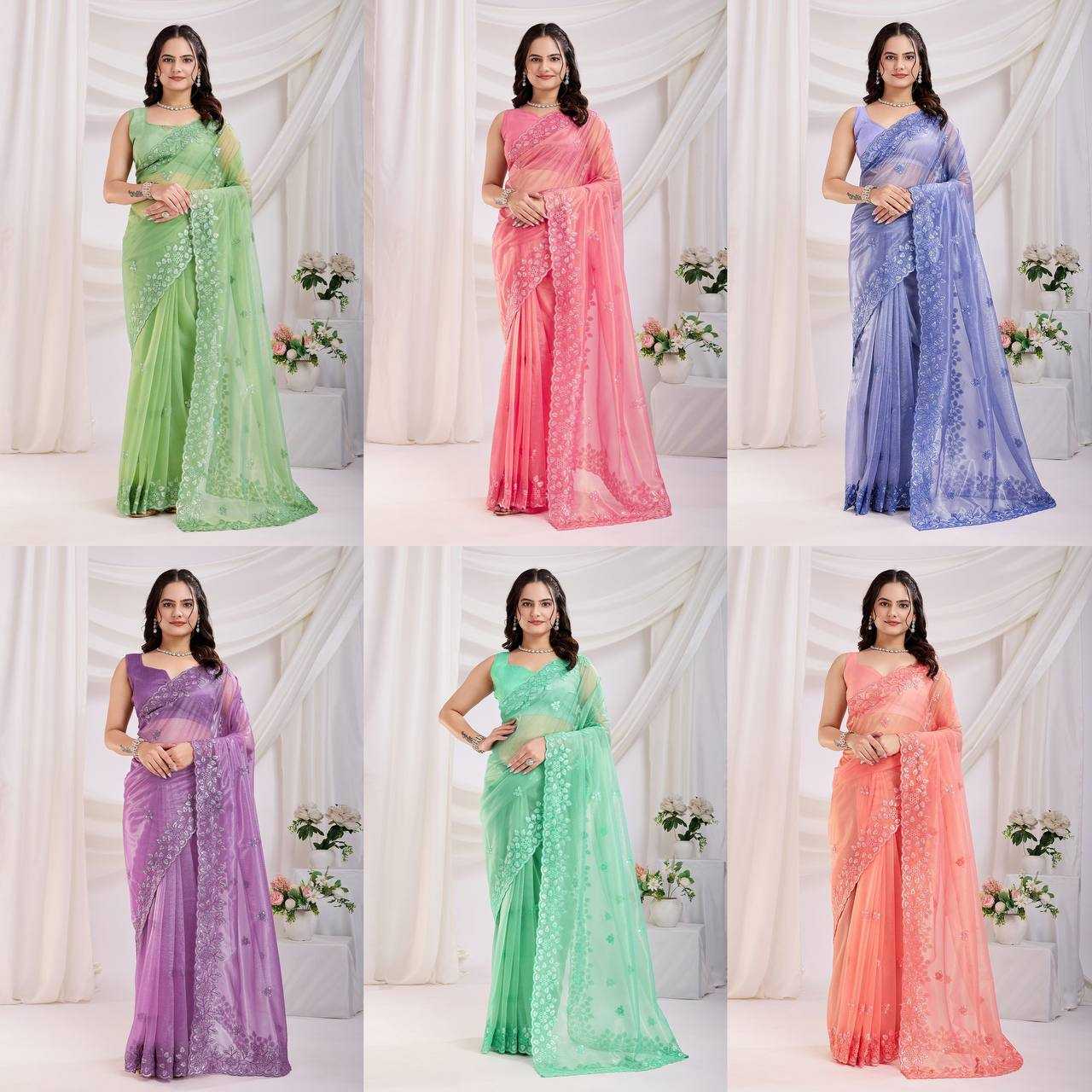 Ynf Twill Net RIN188 Maitry2 Sarees Sarees Wedding Collections Festive Collections Wholesale Net Sarees Sequin Sarees Embroidered Sarees Manufacturer