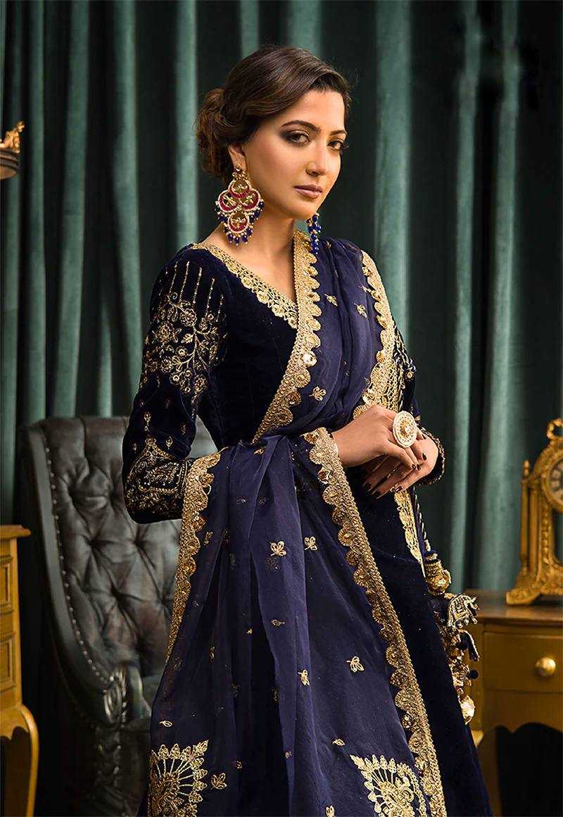 Ynf Velvet KESH151 161 Gowns Wholesale Fancy Gowns Embroidery Gowns Velvet Gowns Manufacturer