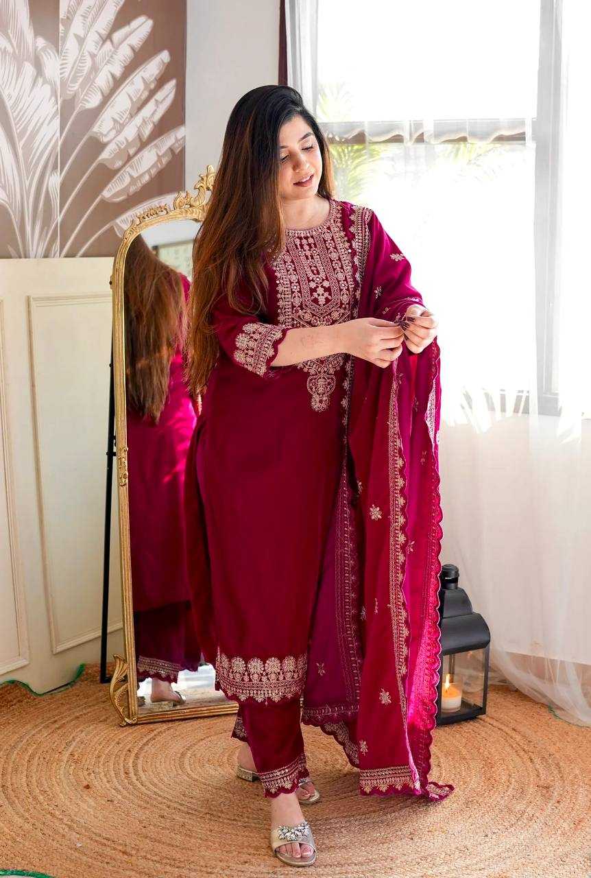 Ynf Velvet KESH156 101 Suits & Dresses Wholesale Velvet Suits Embroidery Suits Cotton Suits Manufacturer