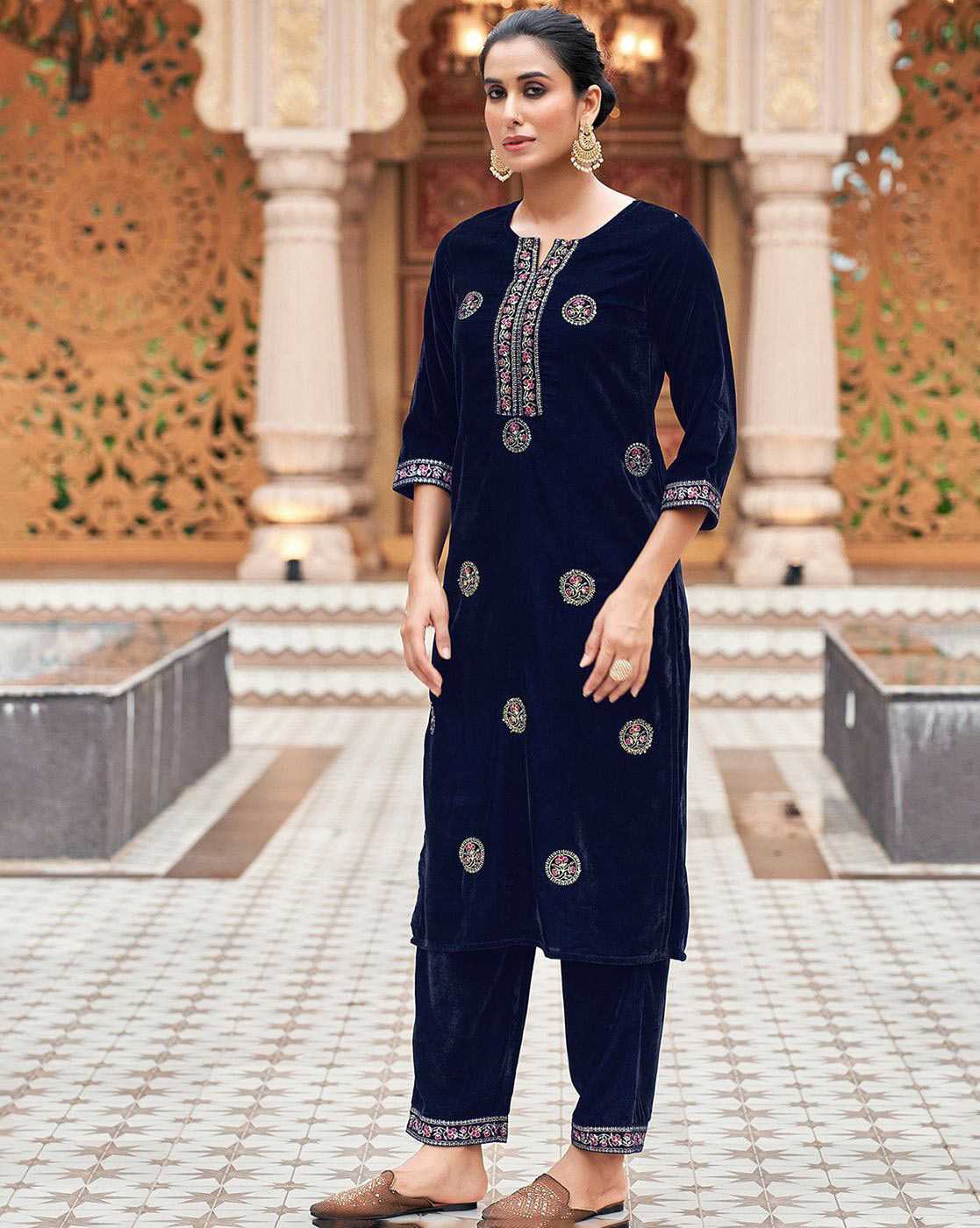 Ynf Velvet KESH334 MUDDRA Suits & Dresses Wedding Collections Festive Collections Wholesale Velvet Suits Embroidery Suits Long Kurti Suits Manufacturer