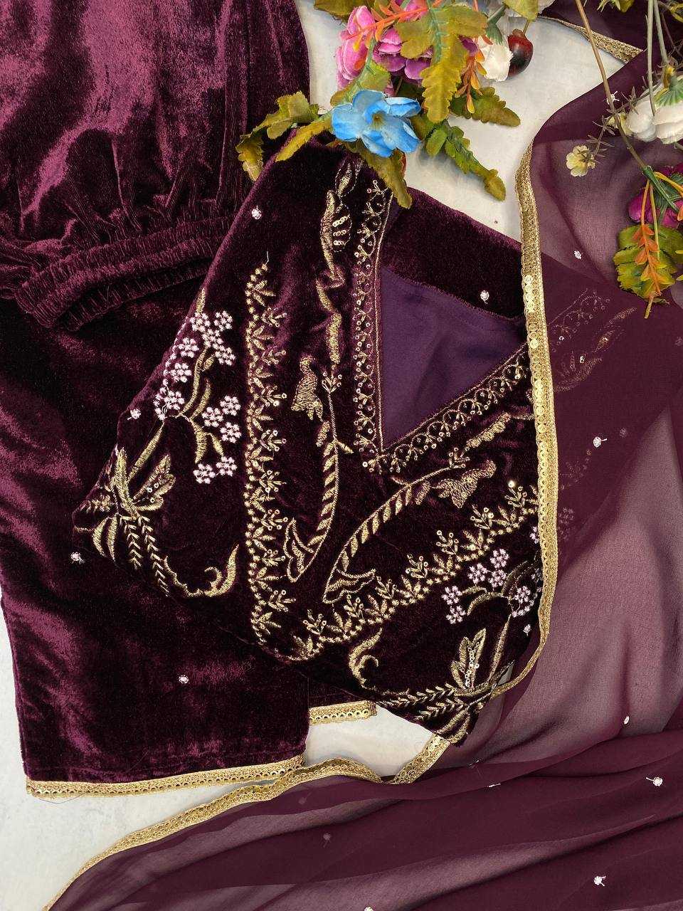 Ynf Velvet RIN141 1888 Suits & Dresses Wholesale Velvet Suits Embroidery Suits Party wear suits Manufacturer