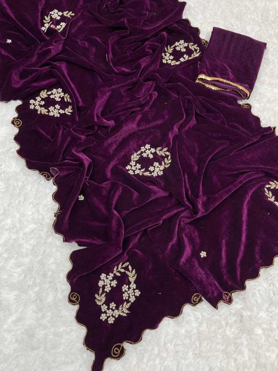 Ynf Velvet RIN143 311 Sarees Wholesale Velvet Sarees Hand Work Sarees Cutwork Saree Manufacturer