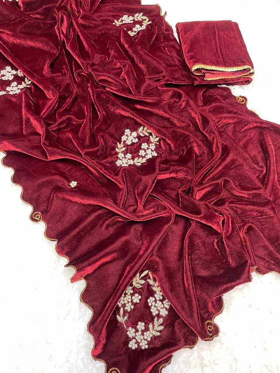 Ynf Velvet RIN143 311 Sarees Wholesale Velvet Sarees Hand Work Sarees Cutwork Saree Manufacturer